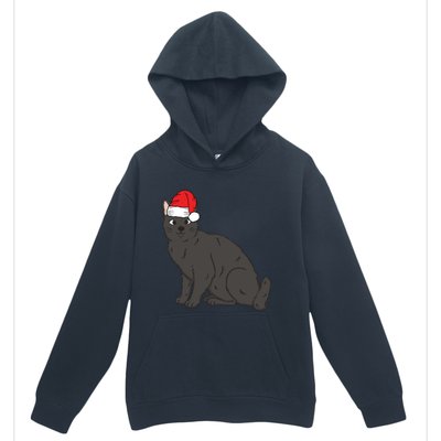 Santa Black Cat Winter Christmas Cat Mom Holiday Gift Urban Pullover Hoodie