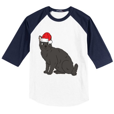 Santa Black Cat Winter Christmas Cat Mom Holiday Gift Baseball Sleeve Shirt