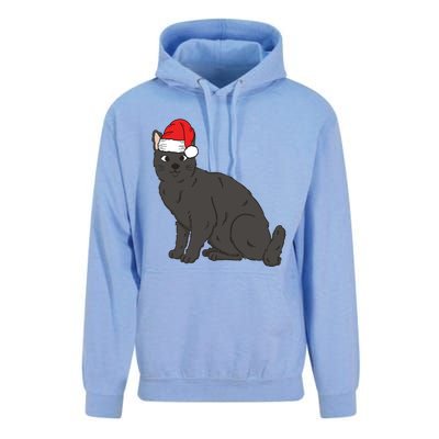 Santa Black Cat Winter Christmas Cat Mom Holiday Gift Unisex Surf Hoodie