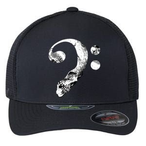 Skull Bass Clef Bass Player Musican Music Lover Guitar Flexfit Unipanel Trucker Cap