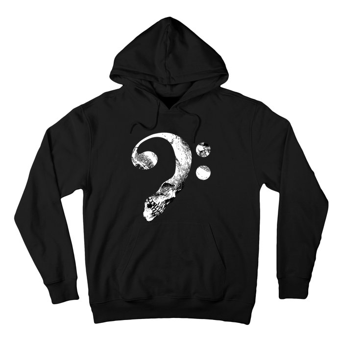 Skull Bass Clef Bass Player Musican Music Lover Guitar Hoodie