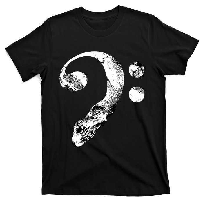 Skull Bass Clef Bass Player Musican Music Lover Guitar T-Shirt