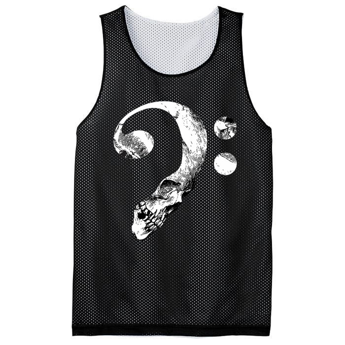 Skull Bass Clef Bass Player Musican Music Lover Guitar Mesh Reversible Basketball Jersey Tank