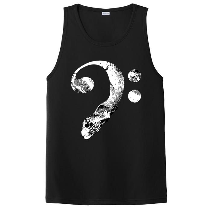 Skull Bass Clef Bass Player Musican Music Lover Guitar PosiCharge Competitor Tank