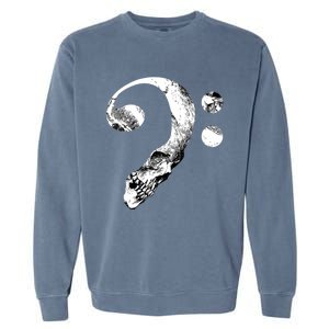 Skull Bass Clef Bass Player Musican Music Lover Guitar Garment-Dyed Sweatshirt