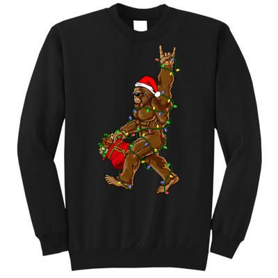 Santa Bigfoot Christmas Lights Rock Funny Sasquatch Believe Sweatshirt