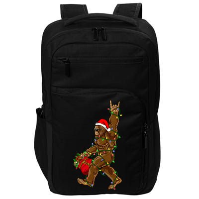 Santa Bigfoot Christmas Lights Rock Funny Sasquatch Believe Impact Tech Backpack