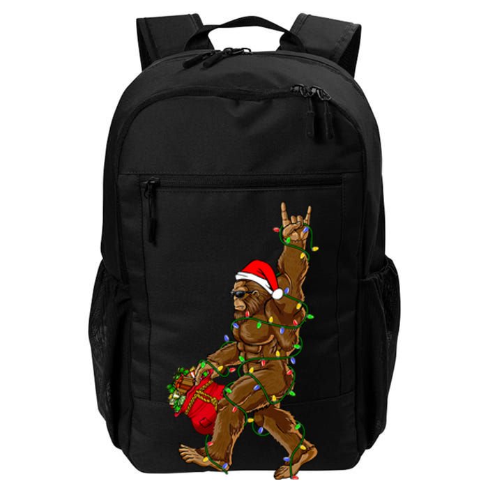 Santa Bigfoot Christmas Lights Rock Funny Sasquatch Believe Daily Commute Backpack