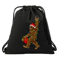 Santa Bigfoot Christmas Lights Rock Funny Sasquatch Believe Drawstring Bag