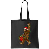 Santa Bigfoot Christmas Lights Rock Funny Sasquatch Believe Tote Bag