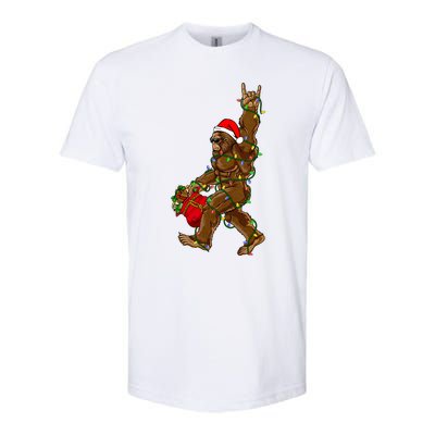 Santa Bigfoot Christmas Lights Rock Funny Sasquatch Believe Softstyle CVC T-Shirt