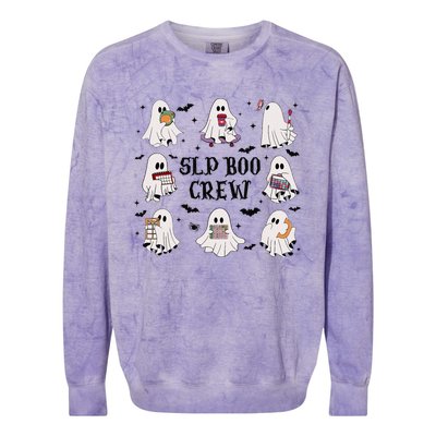 Slp Boo Crew Halloween Ghost Speech Therapy Speech Pathology Colorblast Crewneck Sweatshirt