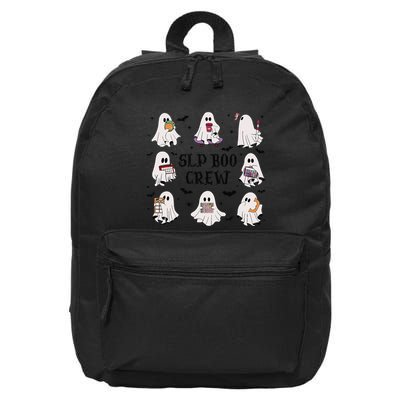 Slp Boo Crew Halloween Ghost Speech Therapy Speech Pathology 16 in Basic Backpack