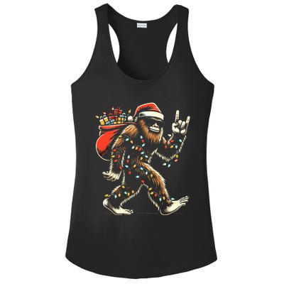 Santa Bigfoot Christmas Lights Funny Sasquatch Believe  Ladies PosiCharge Competitor Racerback Tank