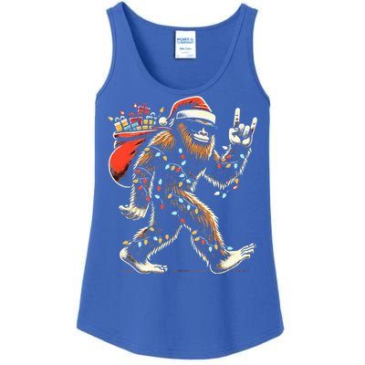 Santa Bigfoot Christmas Lights Funny Sasquatch Believe  Ladies Essential Tank