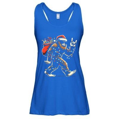 Santa Bigfoot Christmas Lights Funny Sasquatch Believe  Ladies Essential Flowy Tank