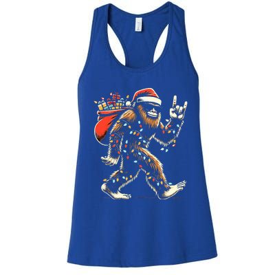 Santa Bigfoot Christmas Lights Funny Sasquatch Believe  Women's Racerback Tank