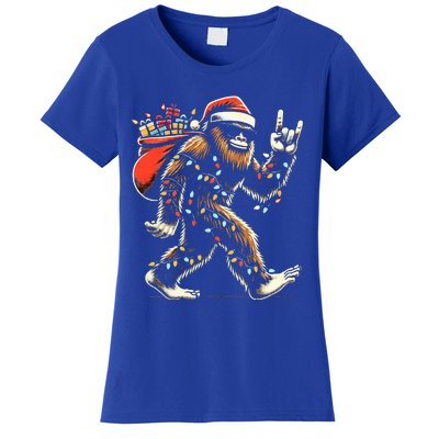 Santa Bigfoot Christmas Lights Funny Sasquatch Believe  Women's T-Shirt