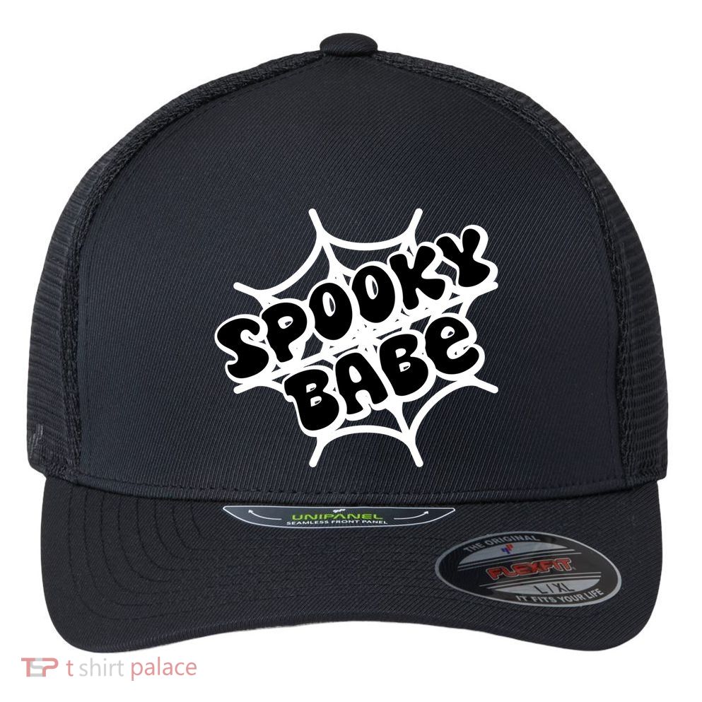 Spooky Babe Cute Halloween Party Costume Flexfit Unipanel Trucker Cap