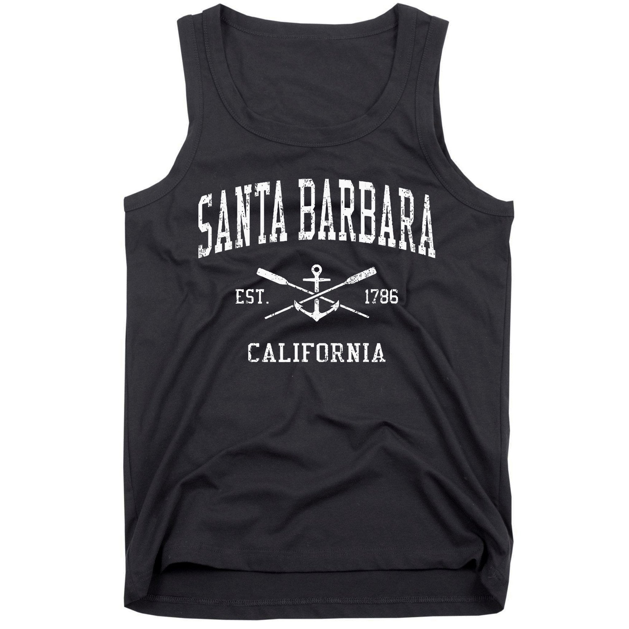 Santa Barbara Ca Vintage Crossed Oars & Boat Anchor Sports Tank Top