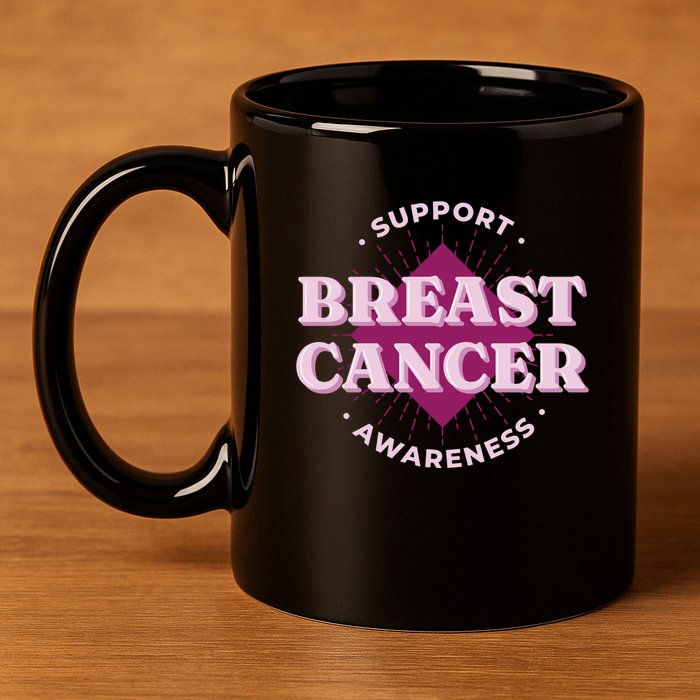 Support Breast Cancer Awareness 11oz C Handle Ceramic Mug