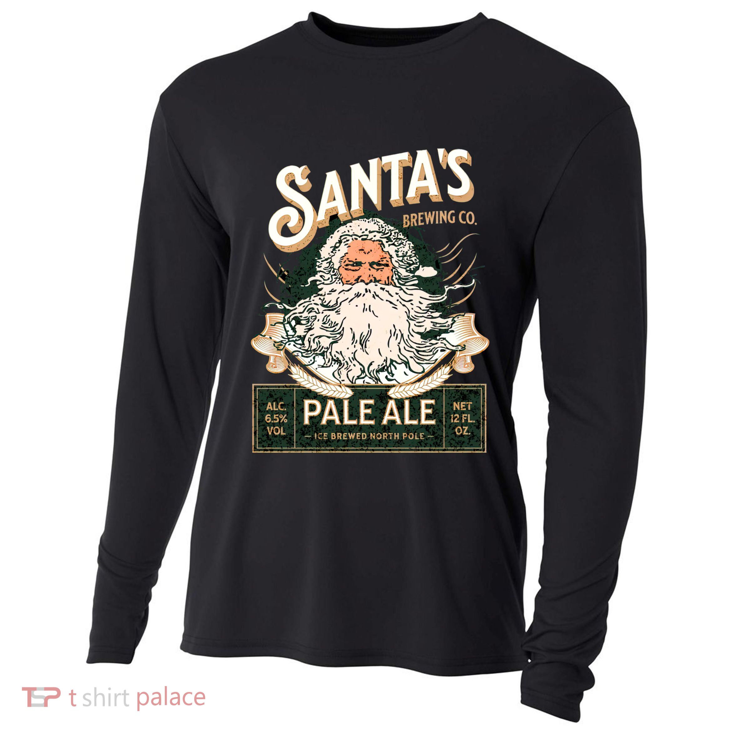 SantaS Brewing Company Pale Ale Fun Christmas Beer Drinking Cooling Performance Long Sleeve Crew