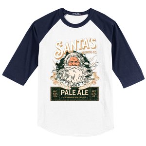 SantaS Brewing Company Pale Ale Fun Christmas Beer Drinking Baseball Sleeve Shirt