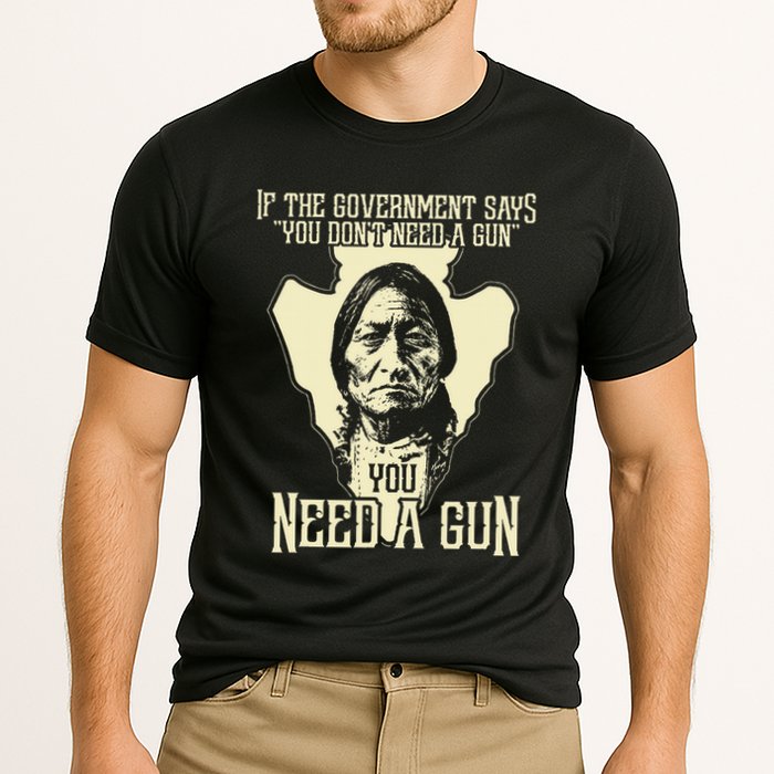 Sitting Bull Chief Gun Retro Arrow Head Cooling Performance Crew T-Shirt