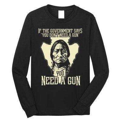 Sitting Bull Chief Gun Retro Arrow Head Long Sleeve Shirt