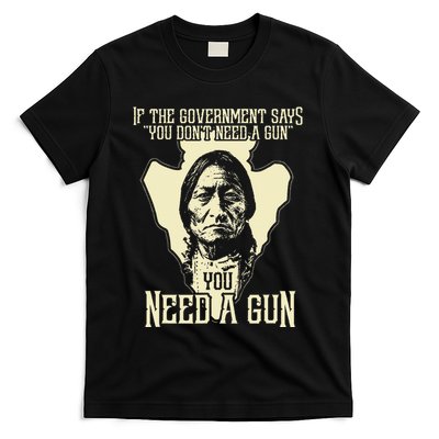 Sitting Bull Chief Gun Retro Arrow Head T-Shirt