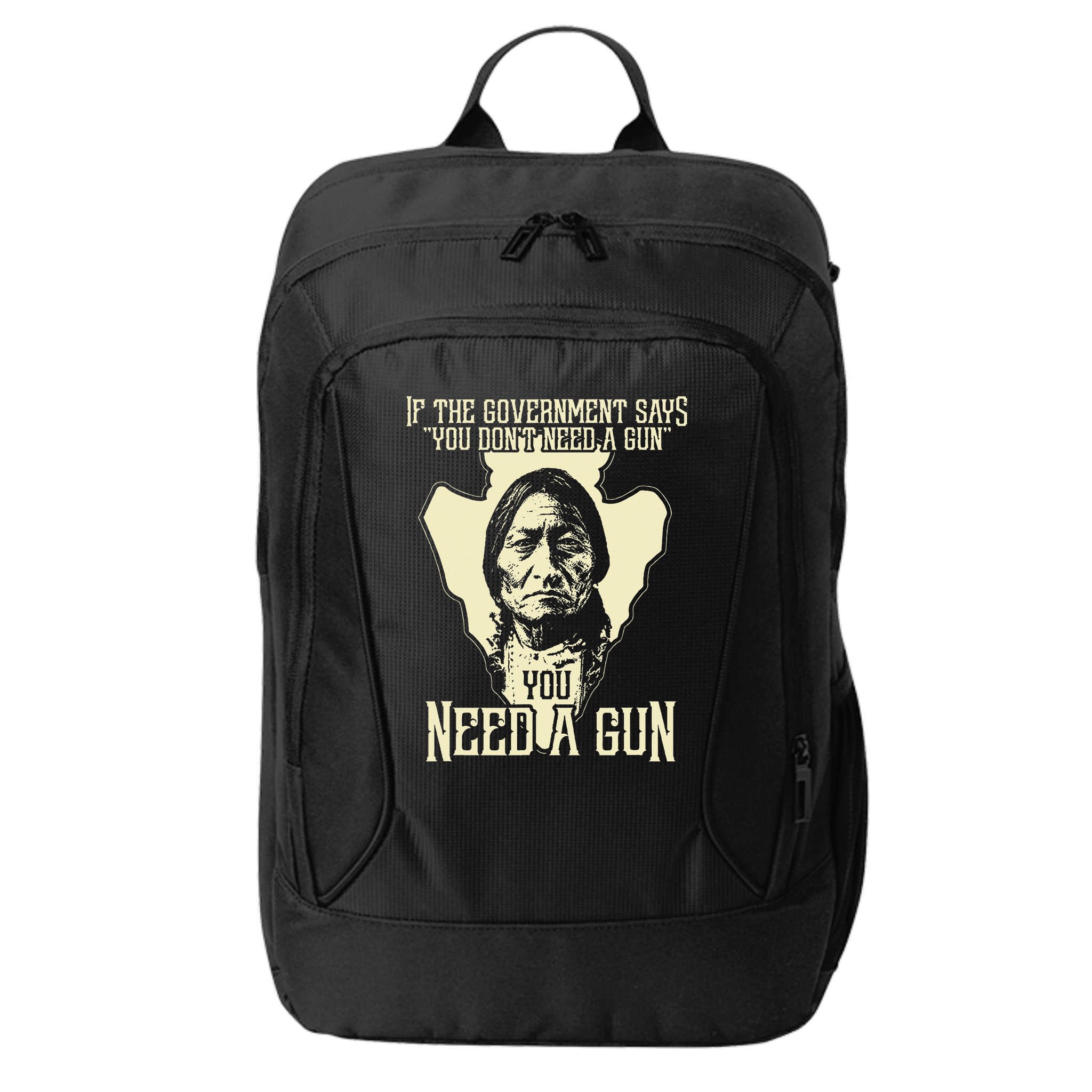 Sitting Bull Chief Gun Retro Arrow Head City Backpack