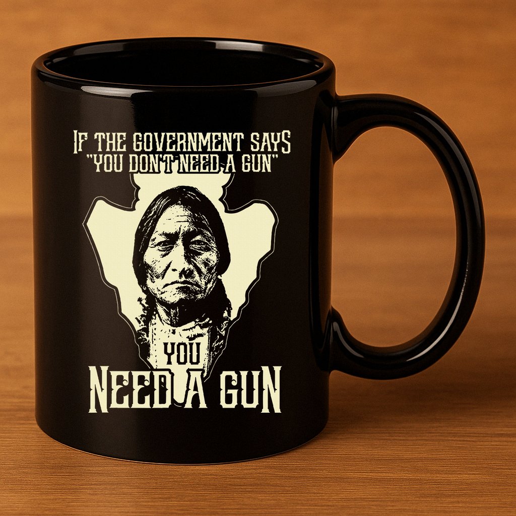 Sitting Bull Chief Gun Retro Arrow Head 11oz C Handle Ceramic Mug