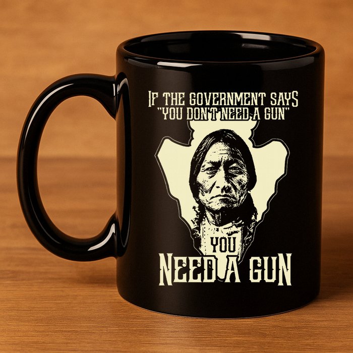 Sitting Bull Chief Gun Retro Arrow Head 11oz C Handle Ceramic Mug