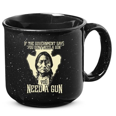 Sitting Bull Chief Gun Retro Arrow Head 15oz Campfire Ceramic Mug