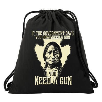 Sitting Bull Chief Gun Retro Arrow Head Drawstring Bag