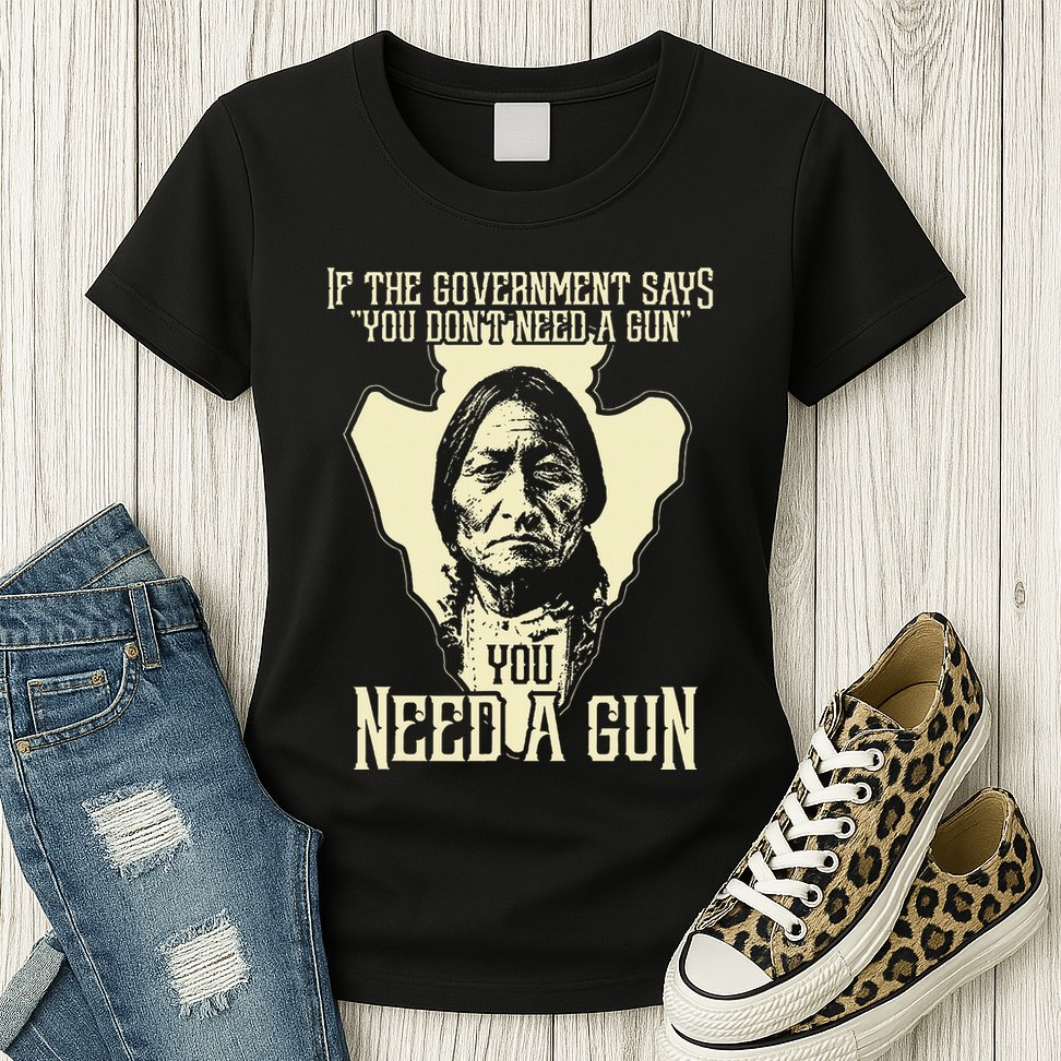 Sitting Bull Chief Gun Retro Arrow Head Womens T-Shirt