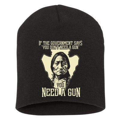 Sitting Bull Chief Gun Retro Arrow Head Short Acrylic Beanie