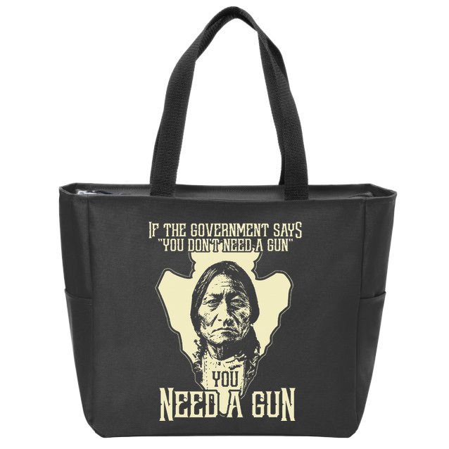 Sitting Bull Chief Gun Retro Arrow Head Zip Tote Bag