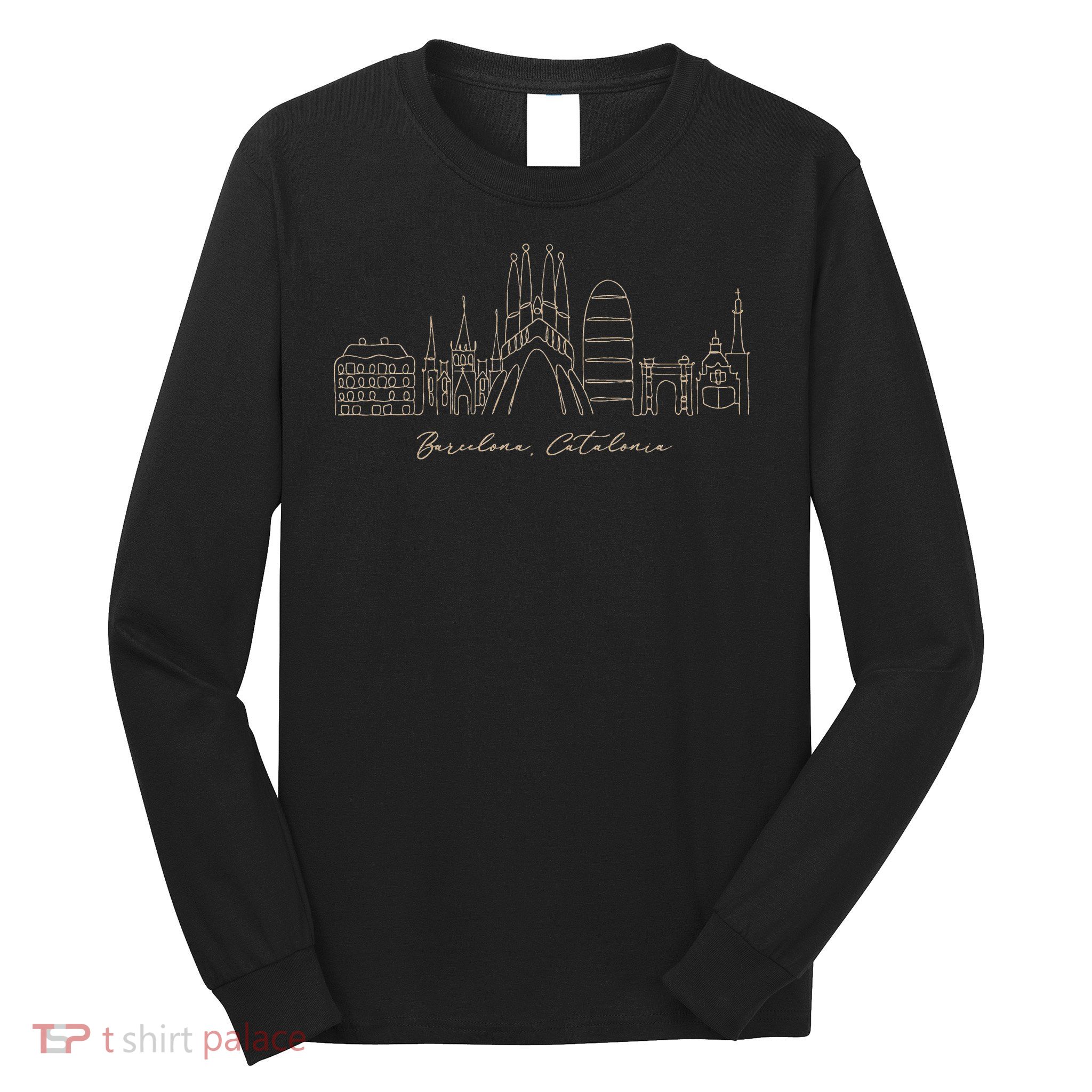 Signature Barcelona City Skyline Catalonia Spain Souvenir Long Sleeve Shirt