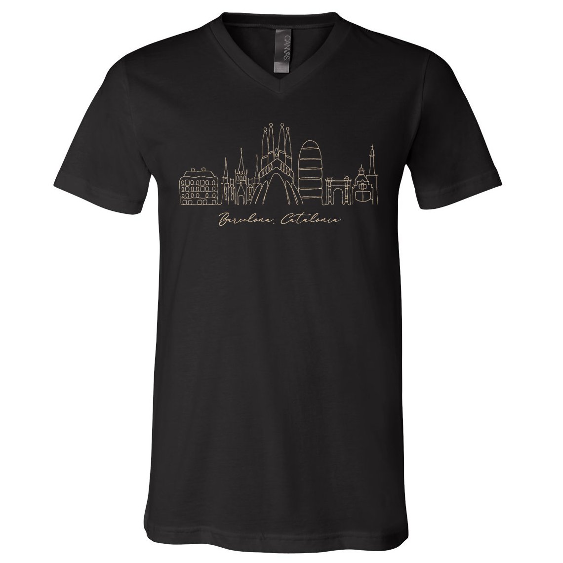 Signature Barcelona City Skyline Catalonia Spain Souvenir V-Neck T-Shirt