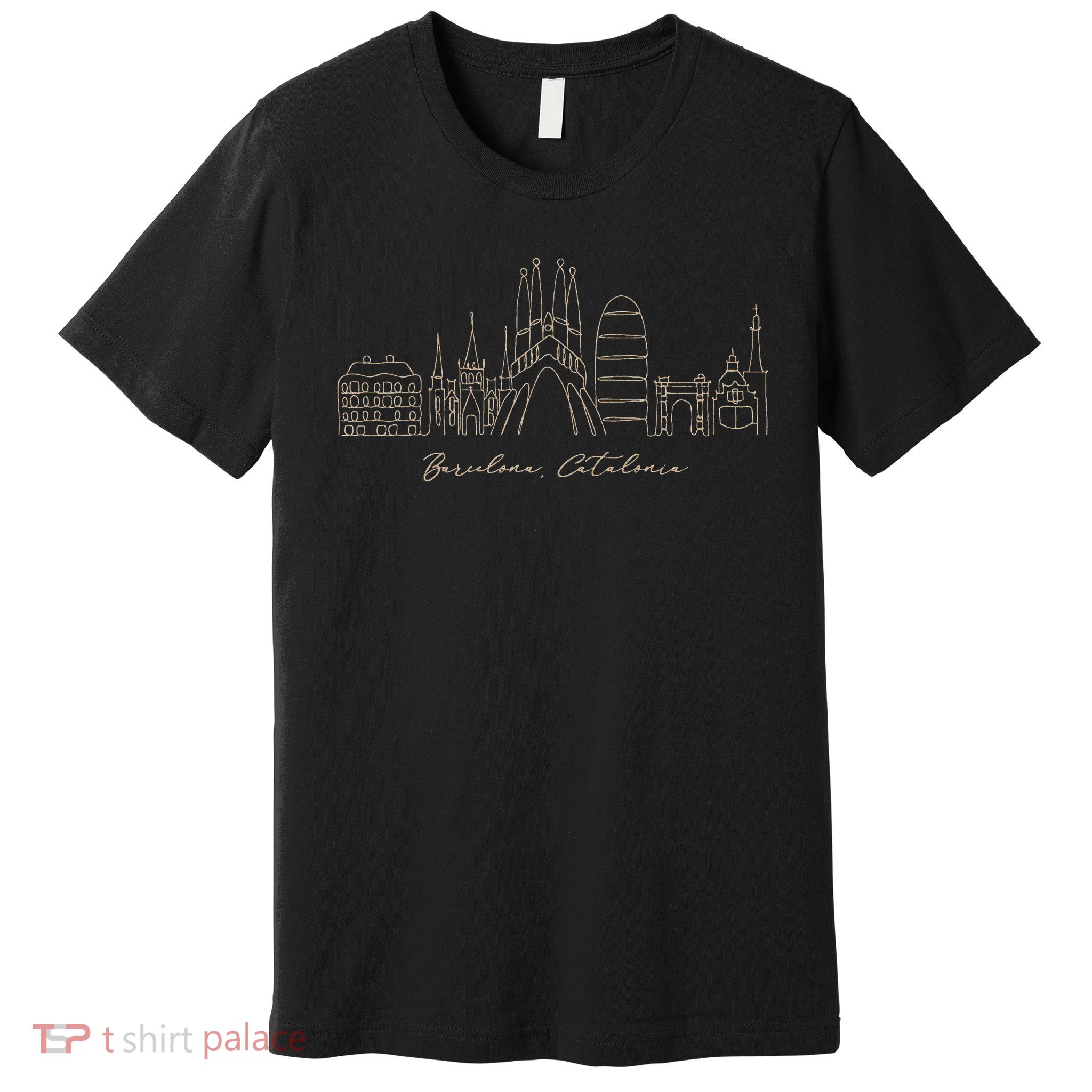 Signature Barcelona City Skyline Catalonia Spain Souvenir Premium T-Shirt