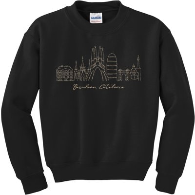 Signature Barcelona City Skyline Catalonia Spain Souvenir Kids Sweatshirt