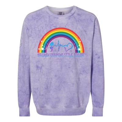 Semicolon Broken Crayons Still Color Suicide Prevention Awareness Colorblast Crewneck Sweatshirt