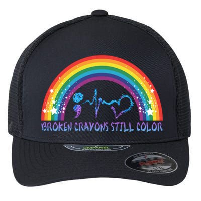 Semicolon Broken Crayons Still Color Suicide Prevention Awareness Flexfit Unipanel Trucker Cap