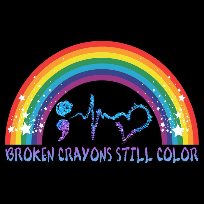 Semicolon Broken Crayons Still Color Suicide Prevention Awareness Backpack