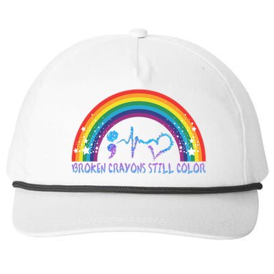 Semicolon Broken Crayons Still Color Suicide Prevention Awareness Snapback Five-Panel Rope Hat