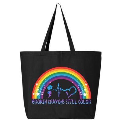 Semicolon Broken Crayons Still Color Suicide Prevention Awareness 25L Jumbo Tote