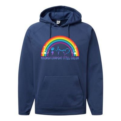 Semicolon Broken Crayons Still Color Suicide Prevention Awareness Performance Fleece Hoodie