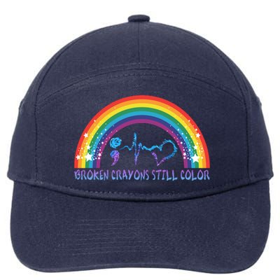 Semicolon Broken Crayons Still Color Suicide Prevention Awareness 7-Panel Snapback Hat