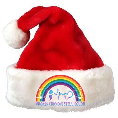 Semicolon Broken Crayons Still Color Suicide Prevention Awareness Premium Christmas Santa Hat